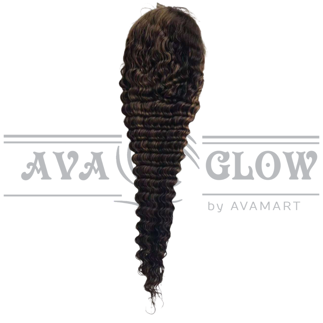 Glueless Human Hair Lace Front Deep Wave Pre-Plucked 180% Density Wig