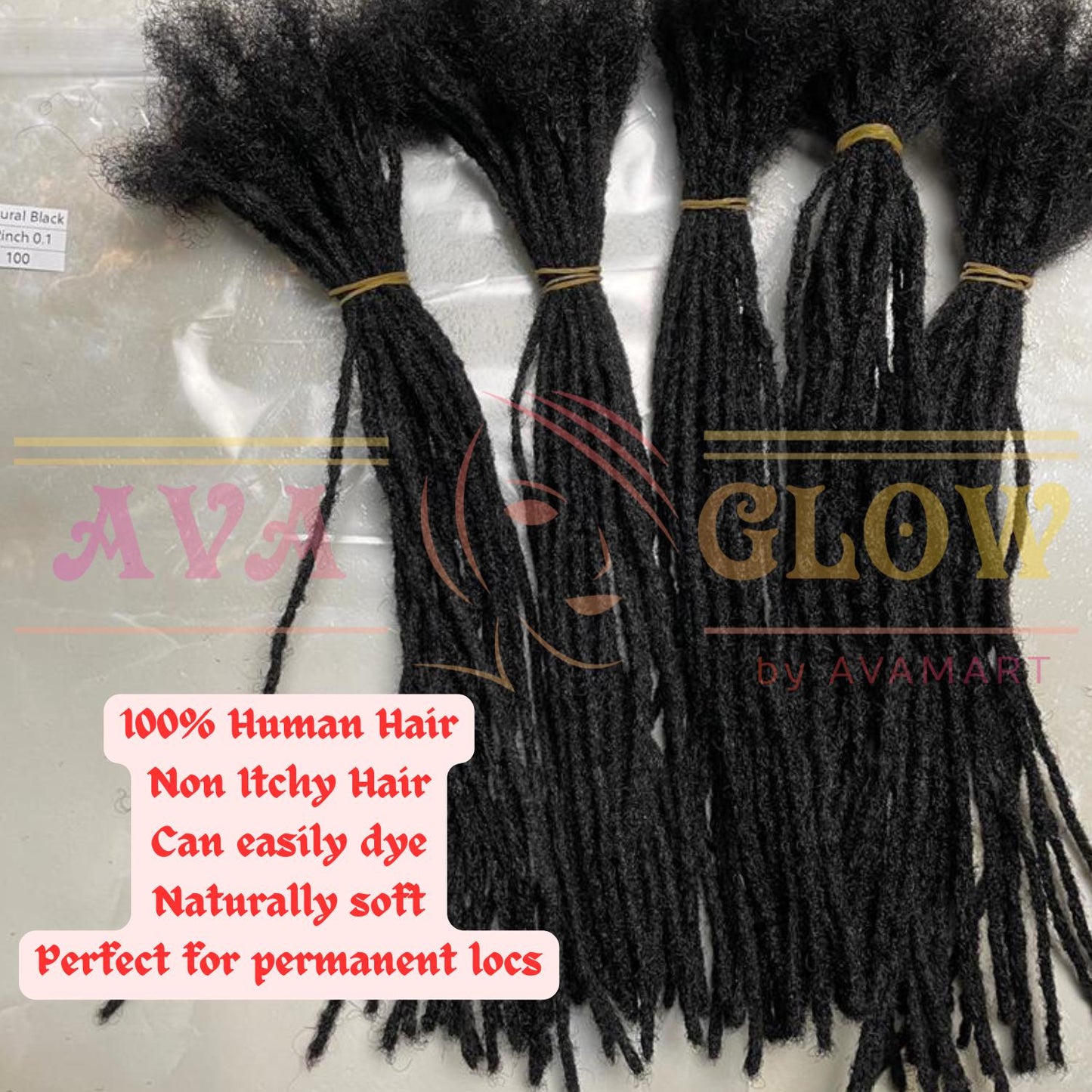 100% Human Hair Microlocs Extension, Locs Extensions, Sisterlocs, Curly Locs, Natural Black Color