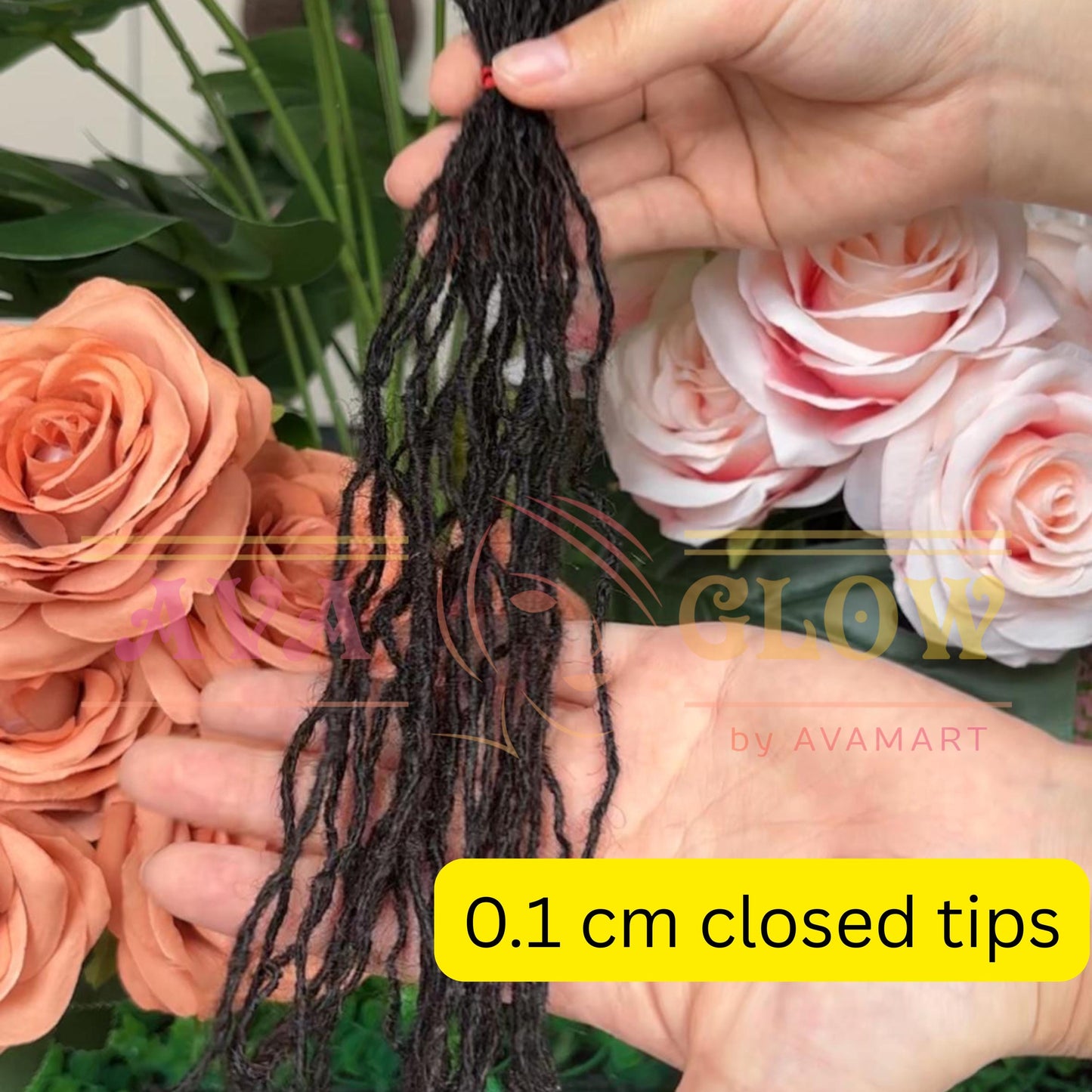 100% Human Hair Microlocs Extension, Locs Extensions, Sisterlocs, Curly Locs, Natural Black Color