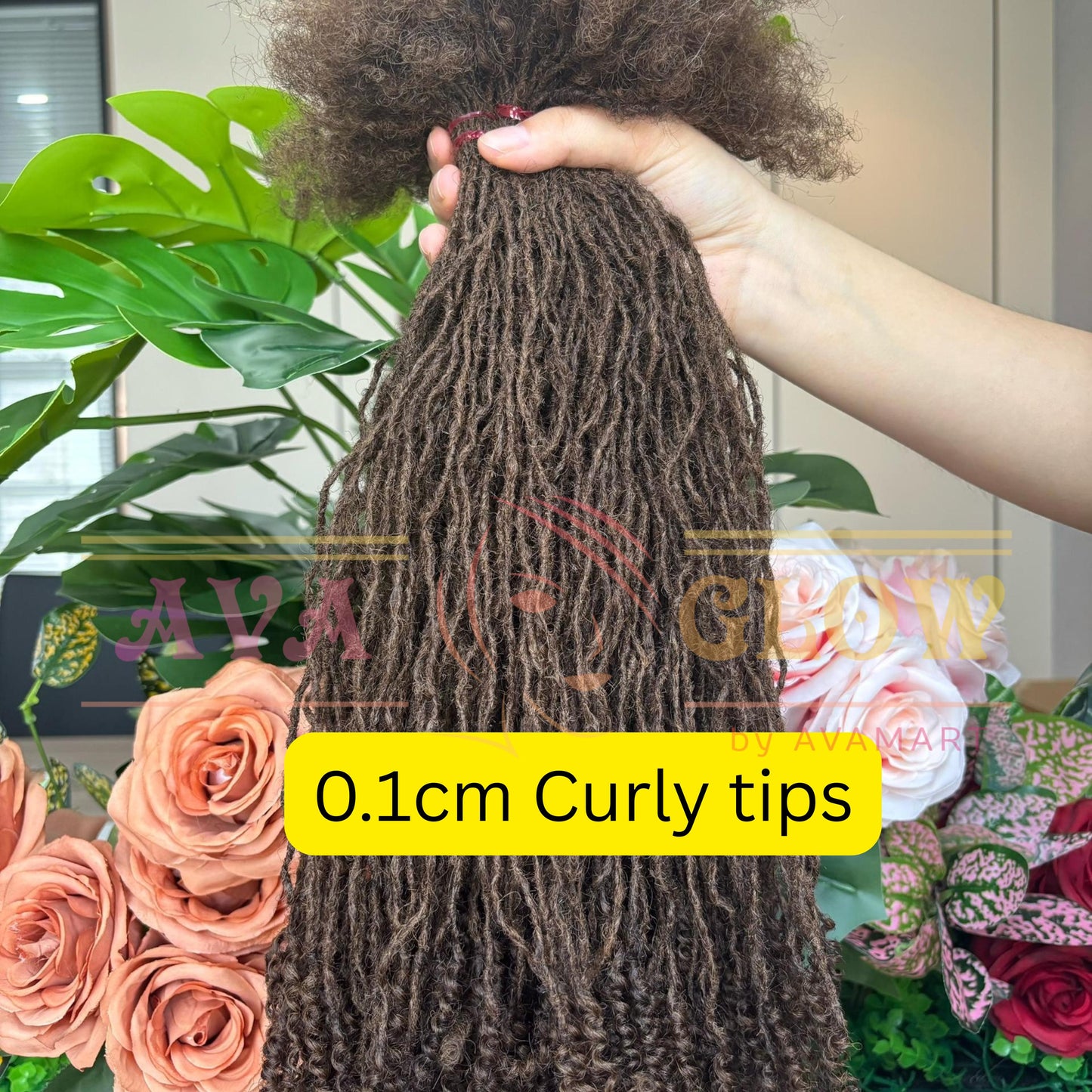 100% Human Hair Microlocs Extension, Locs Extensions, Sisterlocs, Curly Locs, Natural Black Color
