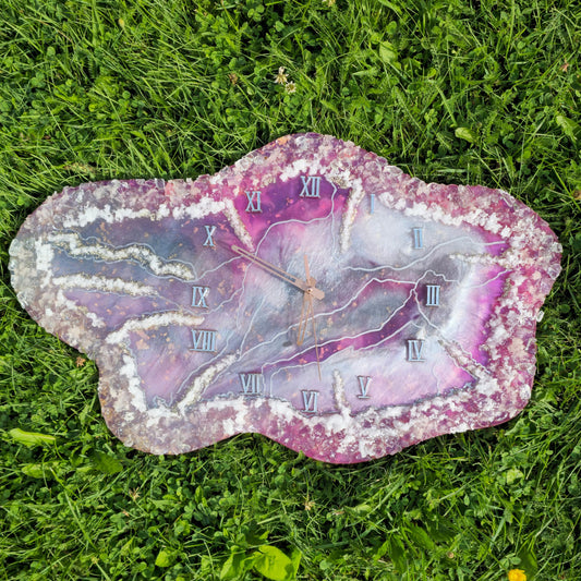 Handcrafted Pink Epoxy Resin Wall Clock: Irregular Shape Art Decor 24 inches * 15 inches