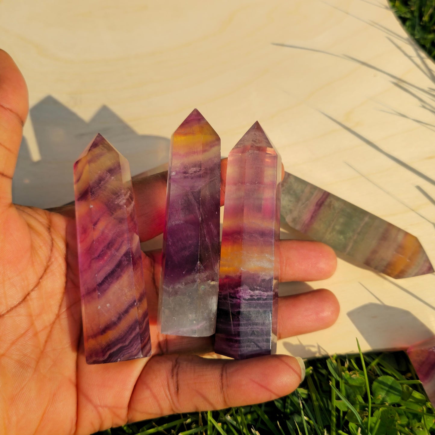 Rainbow Fluorite Crystal Tower: Natural Amethyst Stone Gift (60g-100g