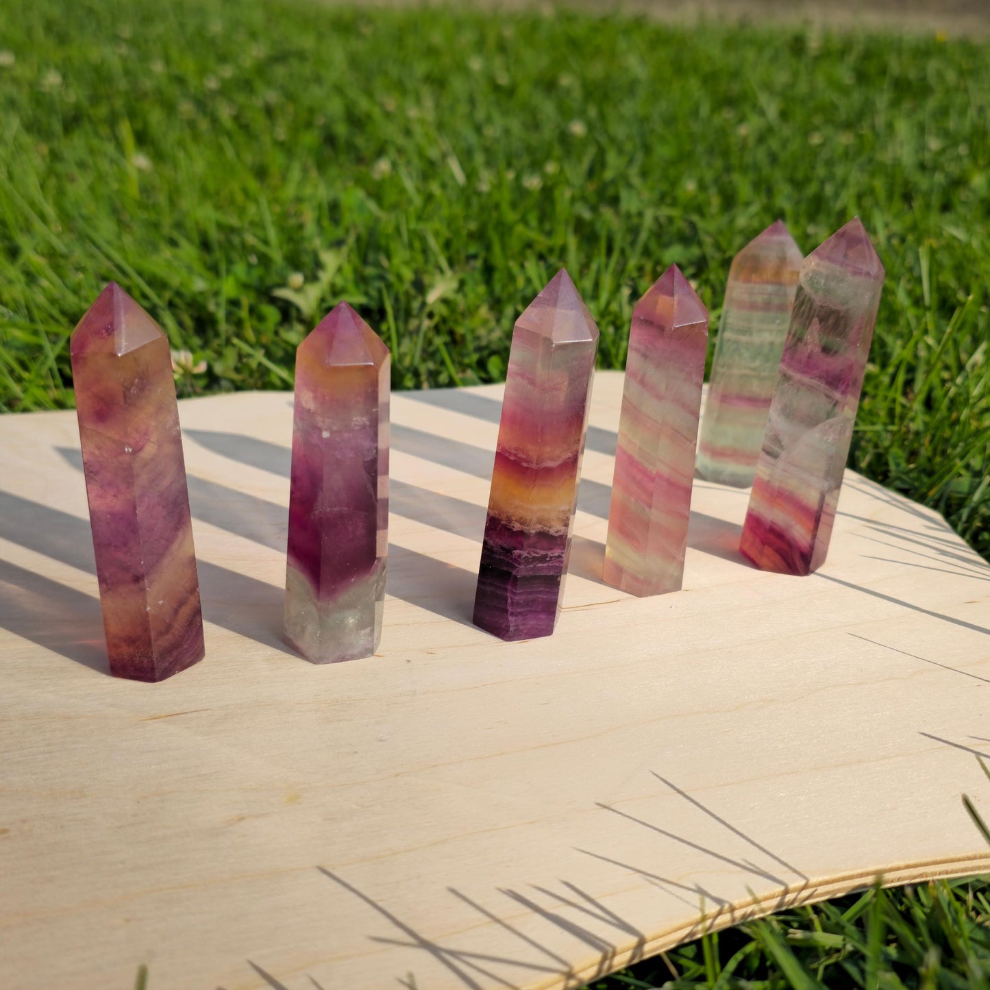 Rainbow Fluorite Crystal Tower: Natural Amethyst Stone Gift (60g-100g