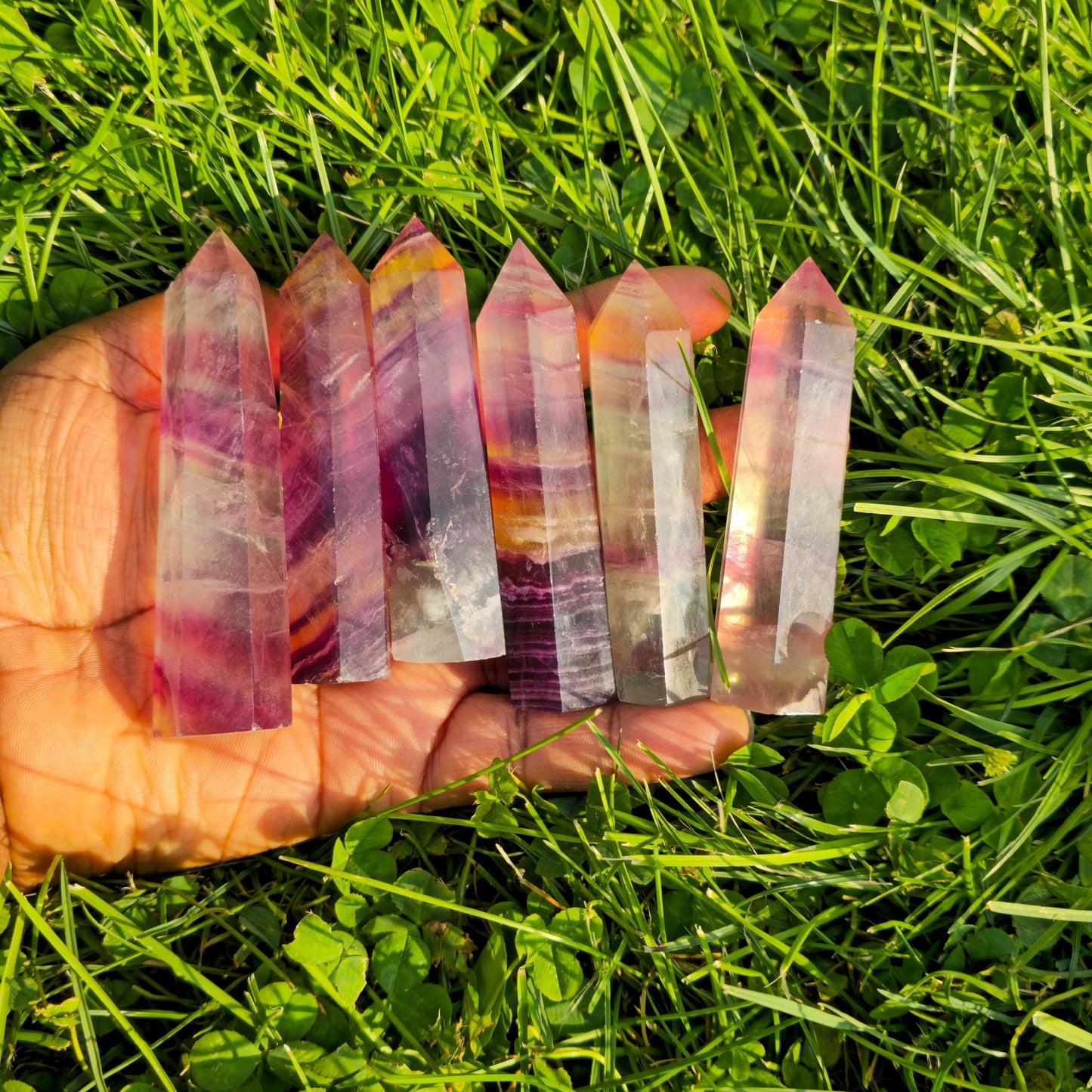 Rainbow Fluorite Crystal Tower: Natural Amethyst Stone Gift (60g-100g
