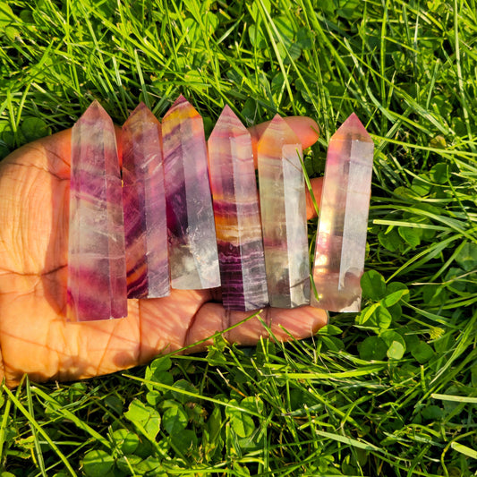 Rainbow Fluorite Crystal Tower: Natural Amethyst Stone Gift (60g-100g