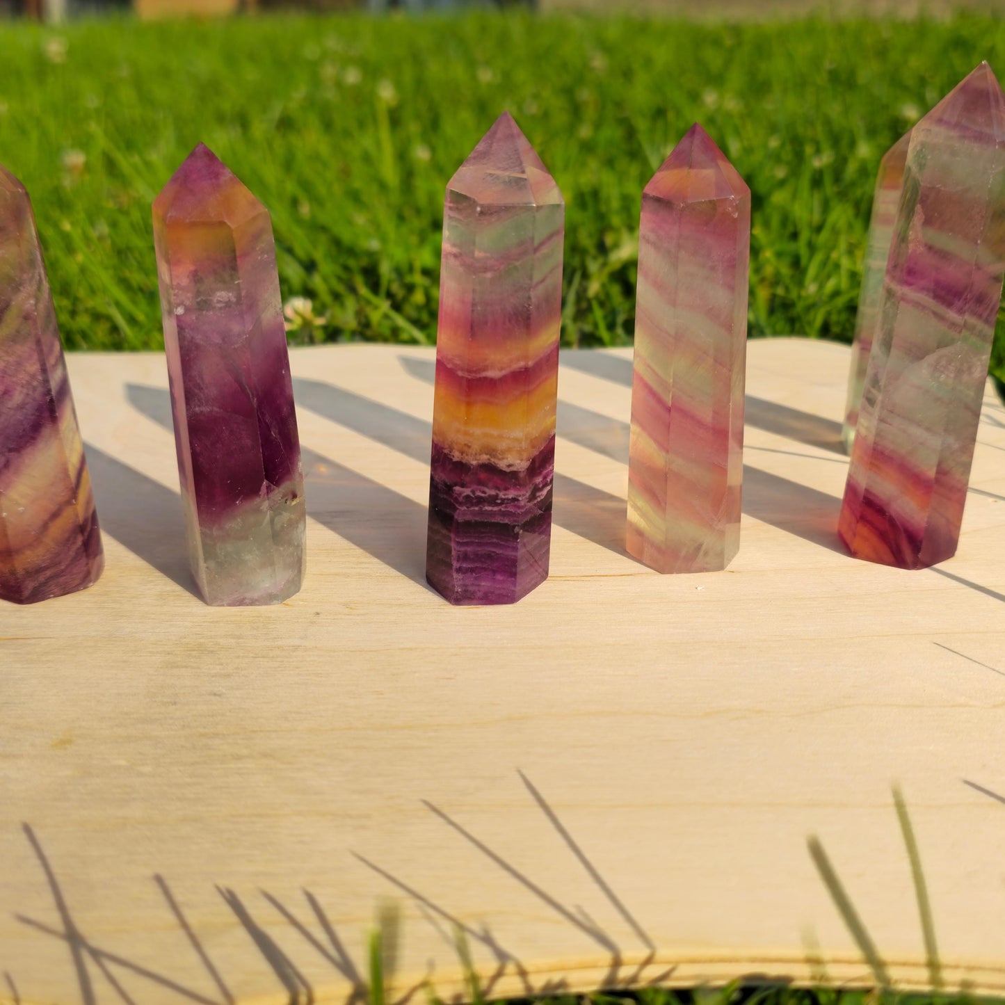 Rainbow Fluorite Crystal Tower: Natural Amethyst Stone Gift (60g-100g