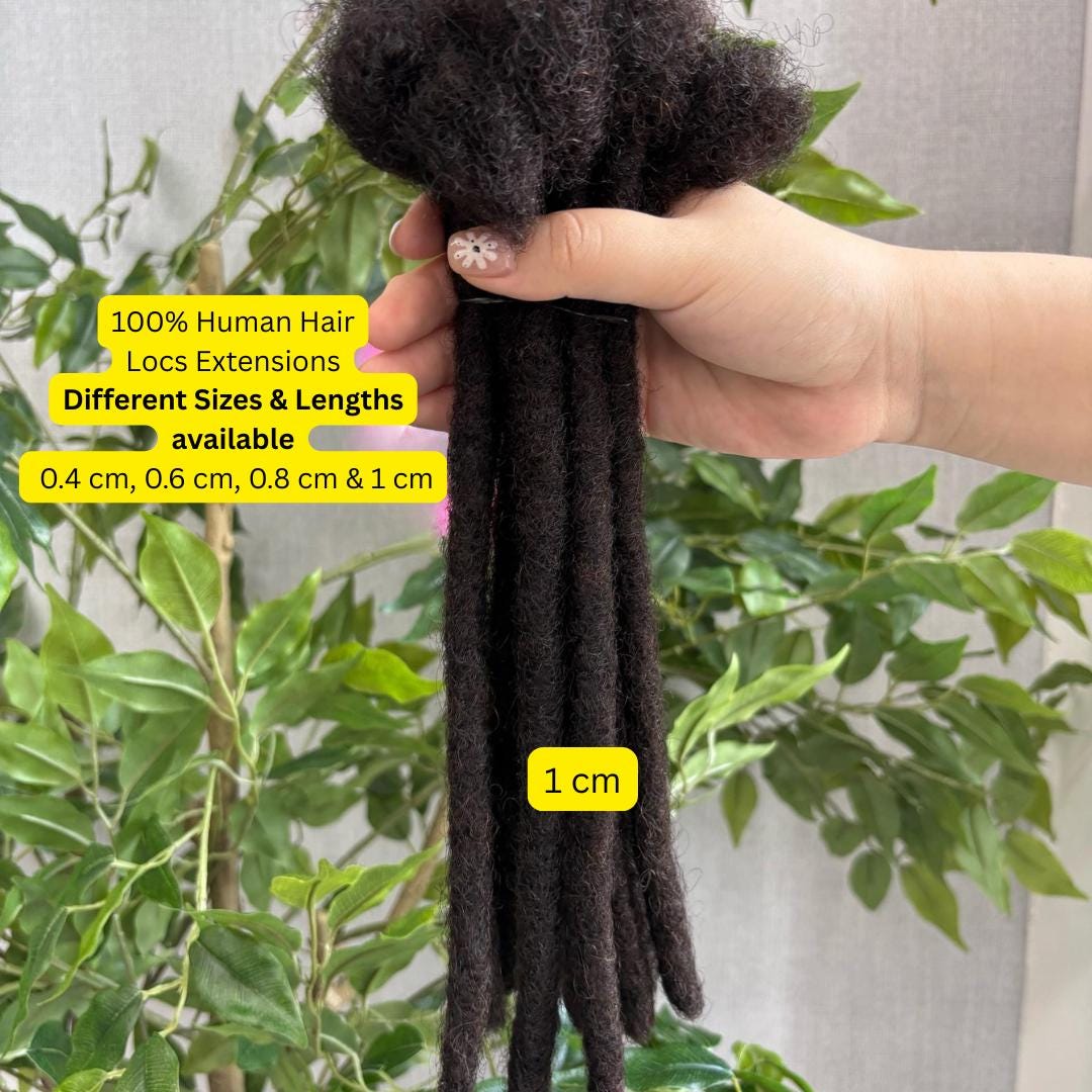 Natural Human Hair Dreadlock Extensions Traditional Locs Installation Locks for Men and Women 0.6, 0.8cm, 1.0cm