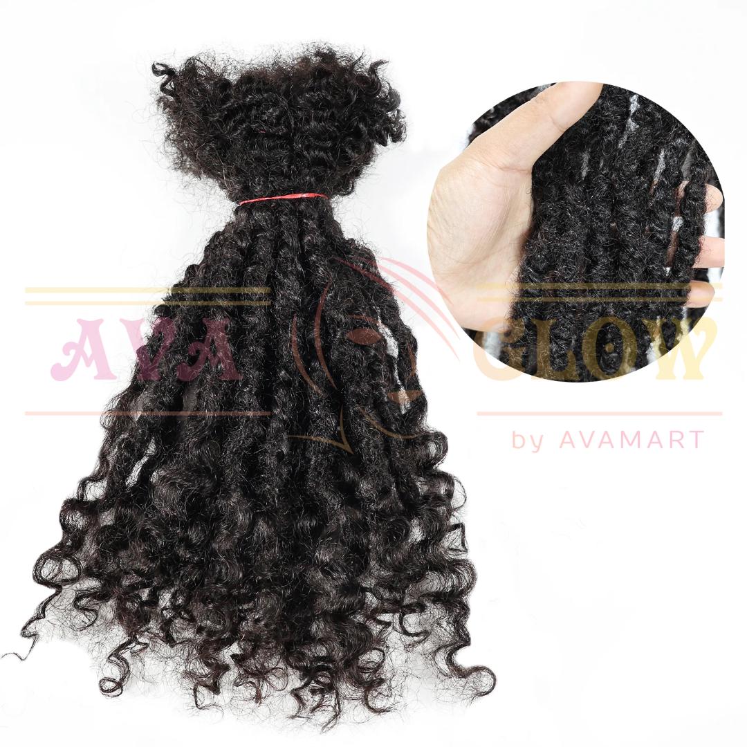 Handmade Textured Human Hair Dreadlock Extensions: Lisa Locs, 1.0cm Black and Colors