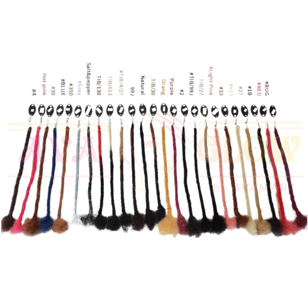 Human Hair Locs Extensions Sample: Microlocs, Sisterlocs, Dreadlocks 5 locs pack, 25 locs color pack