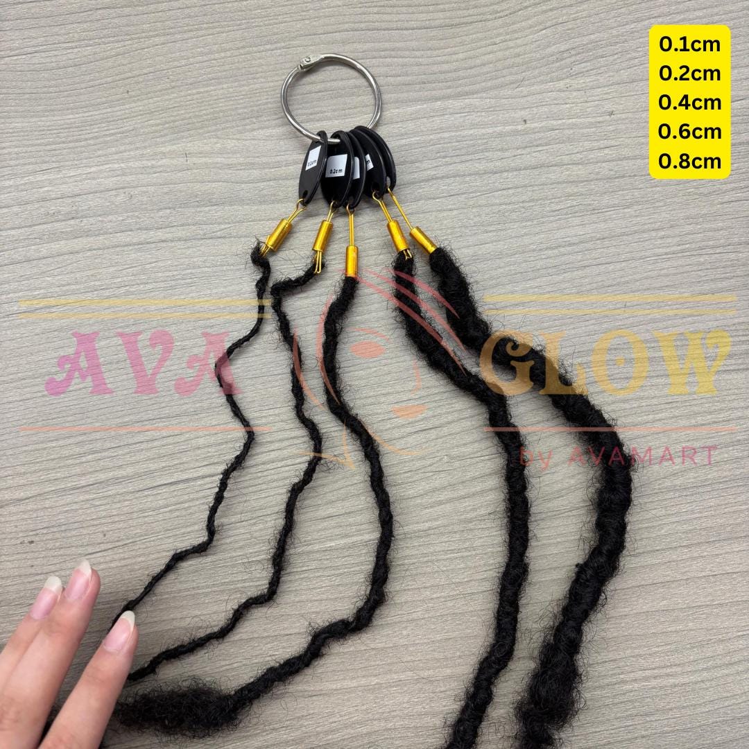 Human Hair Locs Extensions Sample: Microlocs, Sisterlocs, Dreadlocks 5 locs pack, 25 locs color pack
