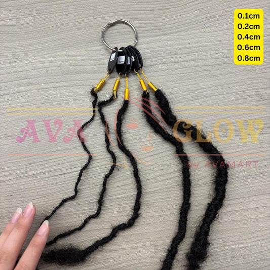 Human Hair Locs Extensions Sample: Microlocs, Sisterlocs, Dreadlocks 5 locs pack, 25 locs color pack