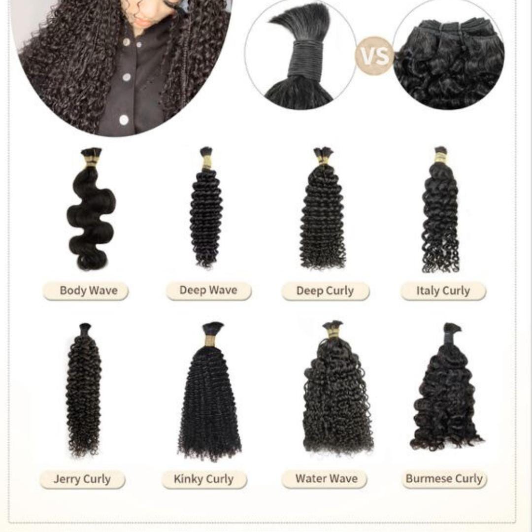 Boho Curls Human Hair Bundles for Braiding, Curly hair for Locs, Deep wave, Pixie Curly, Burmese,Kinki Curly hair extensions 12 to 30 inches