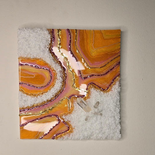 Handmade Epoxy Resin Geode Wall Art: Sunset Inspired Art 11 * 12 inches home decor