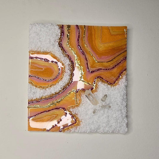 Handmade Epoxy Resin Geode Wall Art: Sunset Inspired Art 11 * 12 inches home decor