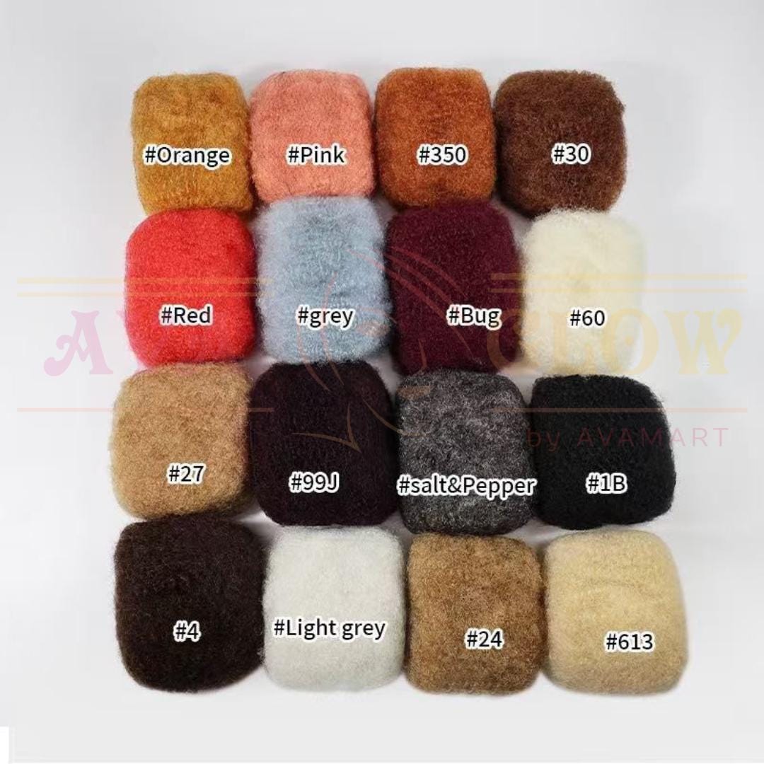 Afro Kinkys Human Hair Bulk, for natural Twist hairstyles, Spring Twist, Crochet Braids (3 Packs) Colors 33, 30, 4, 350, 613, Salt & Pepper