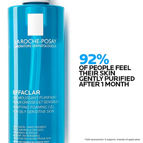La Roche-Posay Face Wash Cleanser, Effaclar Oily Skin, Acne-Prone Skin Gel, Zinc PCA, Alcohol-Free, Dye-Free, pH Balanced 400ml