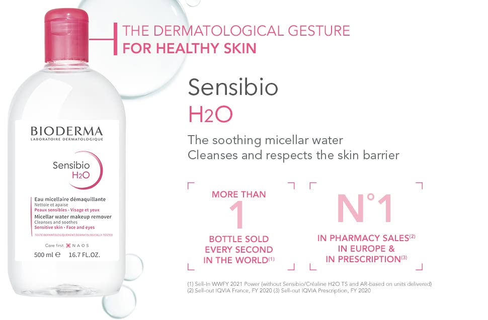 Bioderma Sensibio H2O Soothing Micellar Cleansing Water And Makeup Remover, 500 ml (Pack of 1)