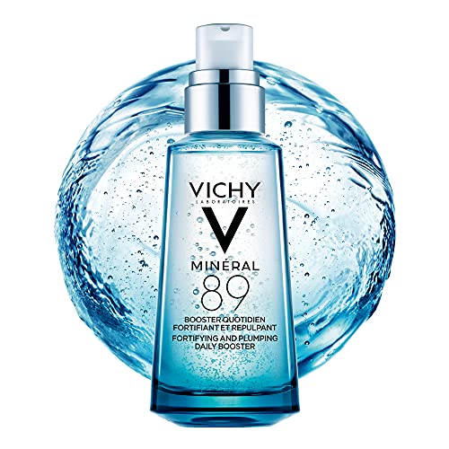 Vichy Hydrating Hyaluronic Acid Serum, Mineral 89 Serum and Daily Face Moisturizer Skin Booster with Natural Origin Hyaluronic Acid, Hydrates and Strengthens Sensitive Skin, 50mL