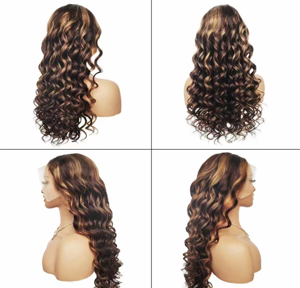 Glueless Human Hair Lace Frontal Loose Wave Pre-Plucked 180% Density Wig