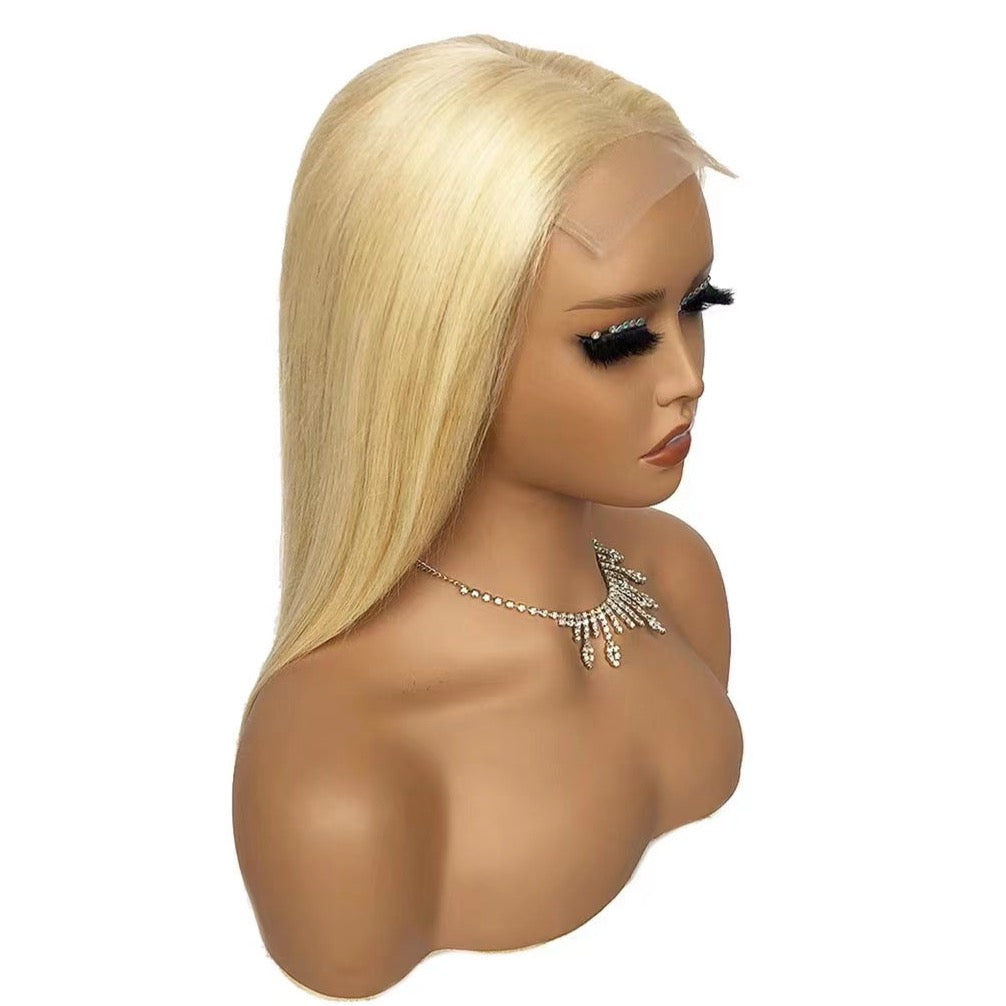 Glueless Human Hair Lace Frontal Straight Hair Pre-Plucked 180% Density Wig