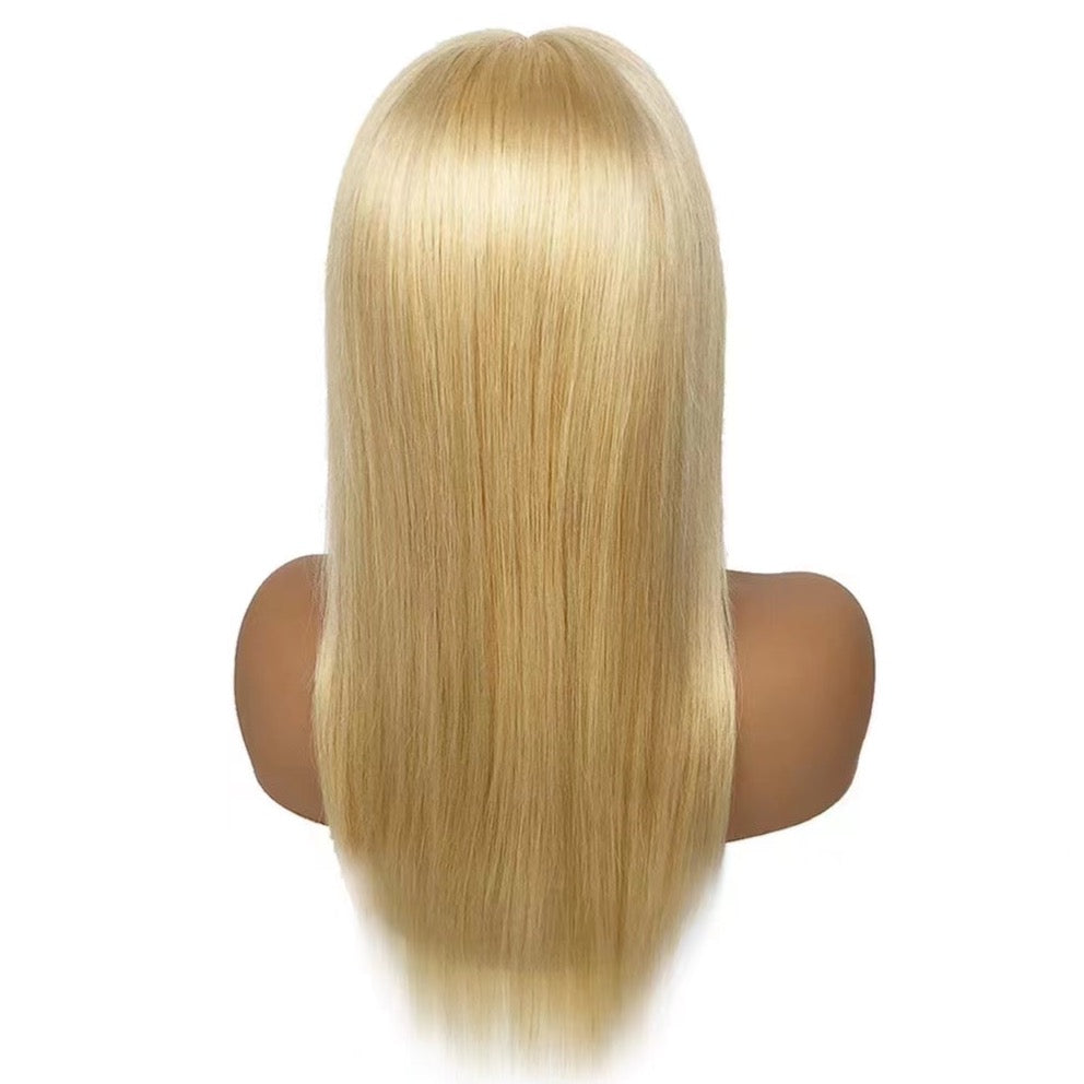 Glueless Human Hair Lace Frontal Straight Hair Pre-Plucked 180% Density Wig
