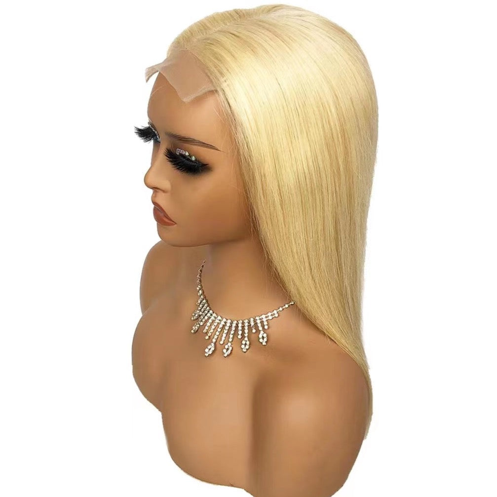 Glueless Human Hair Lace Frontal Straight Hair Pre-Plucked 180% Density Wig