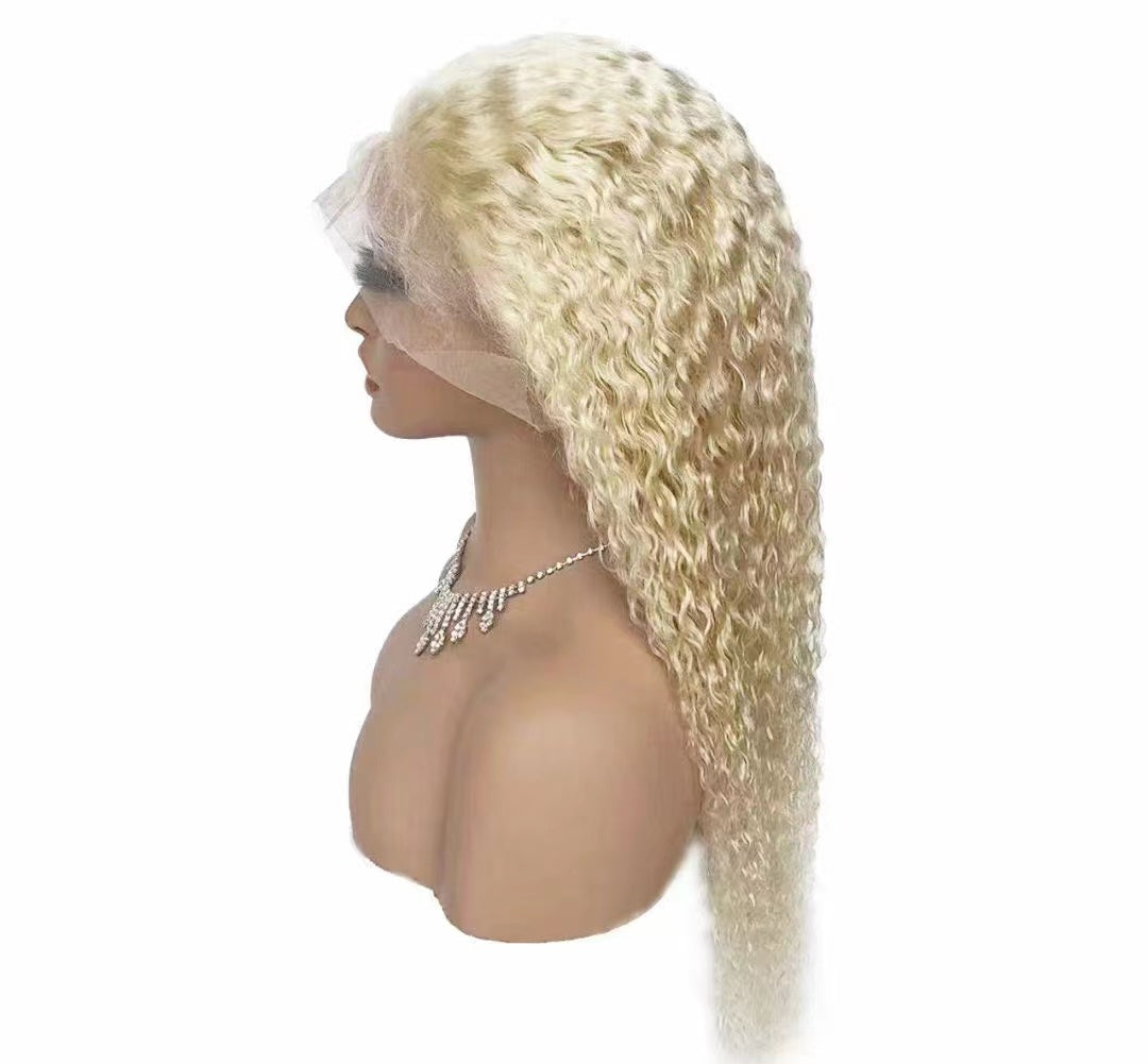 Glueless Human Hair 13*4 Lace Front Jerry Curl Pre-Plucked 180% Density Wig