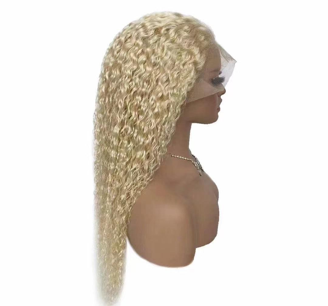 Glueless Human Hair 13*4 Lace Front Jerry Curl Pre-Plucked 180% Density Wig