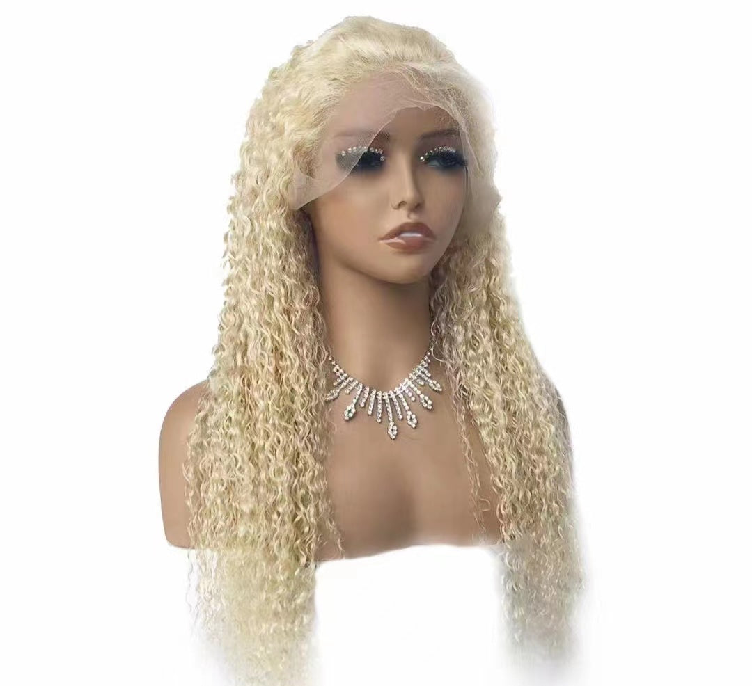 Glueless Human Hair 13*4 Lace Front Jerry Curl Pre-Plucked 180% Density Wig