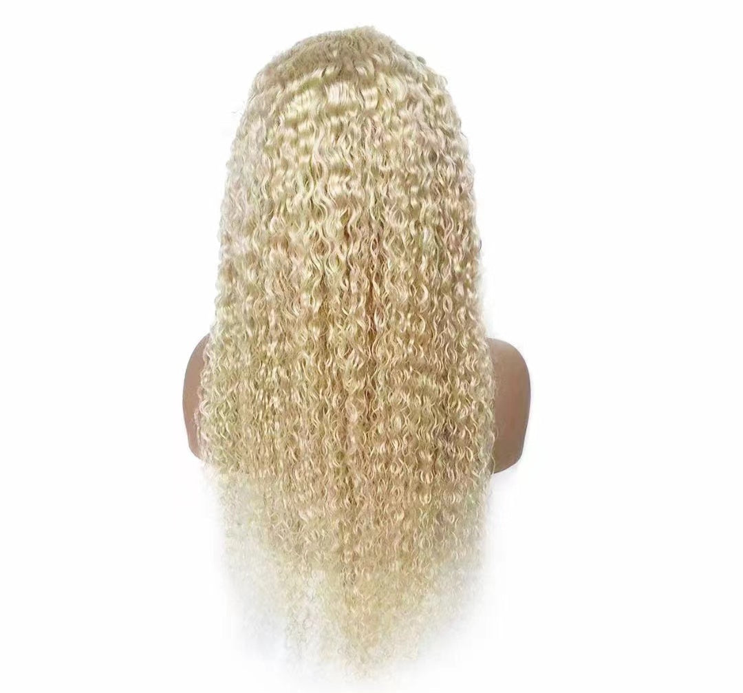 Glueless Human Hair 13*4 Lace Front Jerry Curl Pre-Plucked 180% Density Wig