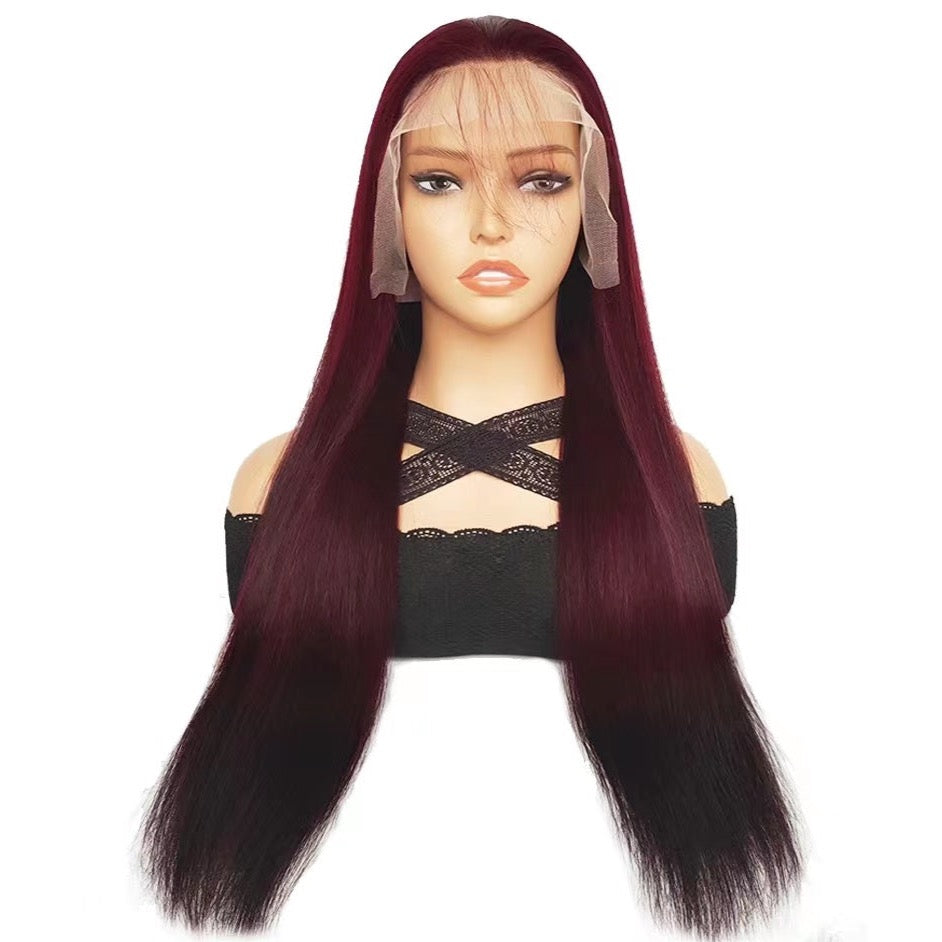 Glueless Human Hair Lace Frontal Straight Hair Pre-Plucked 180% Density Wig