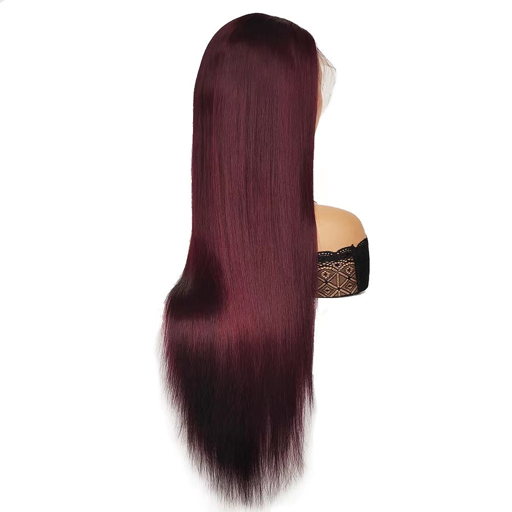 Glueless Human Hair Lace Frontal Straight Hair Pre-Plucked 180% Density Wig
