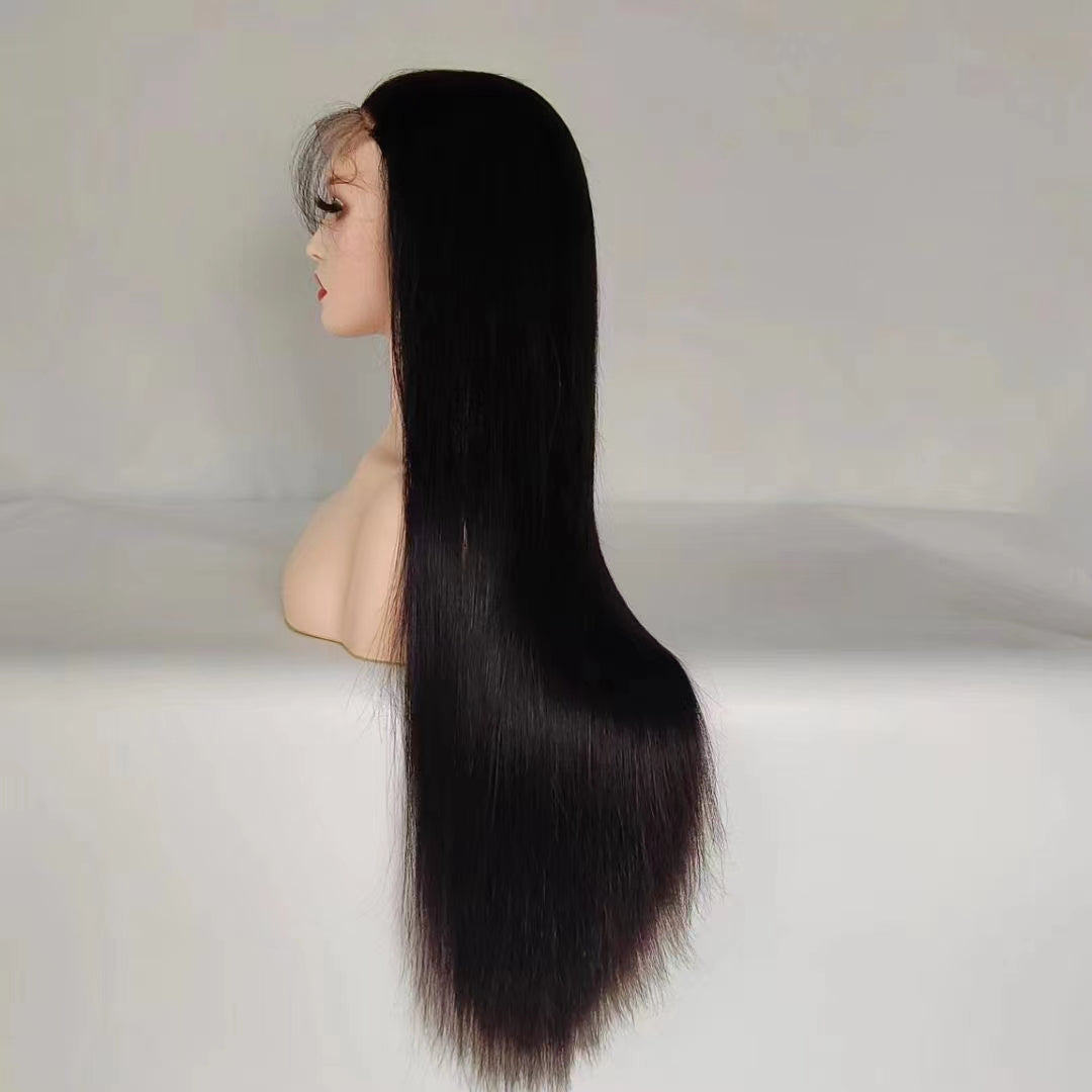 Glueless Human Hair Lace Frontal Straight Hair Pre-Plucked 180% Density Wig