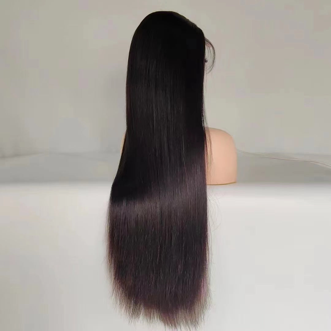 Glueless Human Hair Lace Frontal Straight Hair Pre-Plucked 180% Density Wig