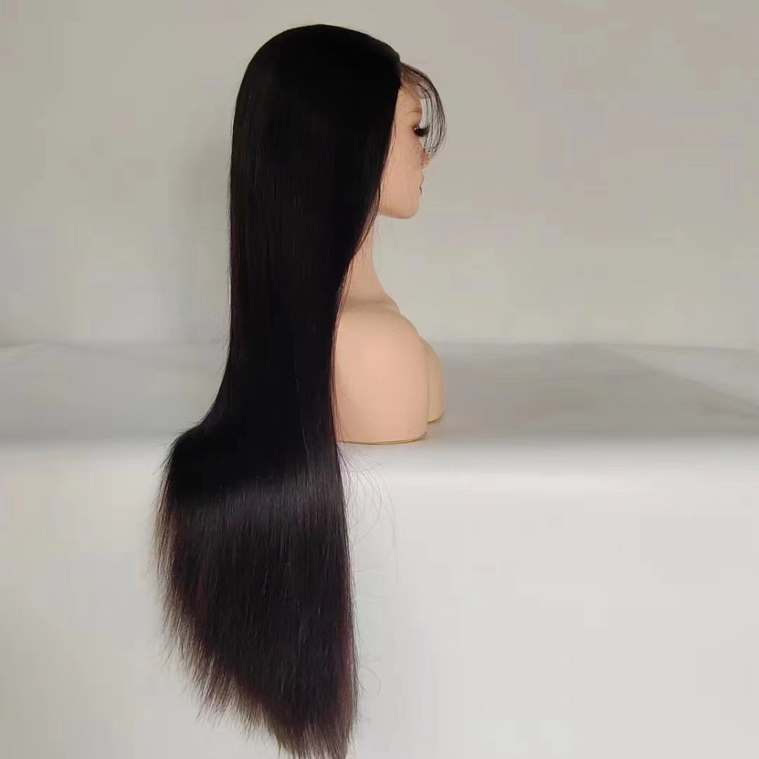 Glueless Human Hair Lace Frontal Straight Hair Pre-Plucked 180% Density Wig