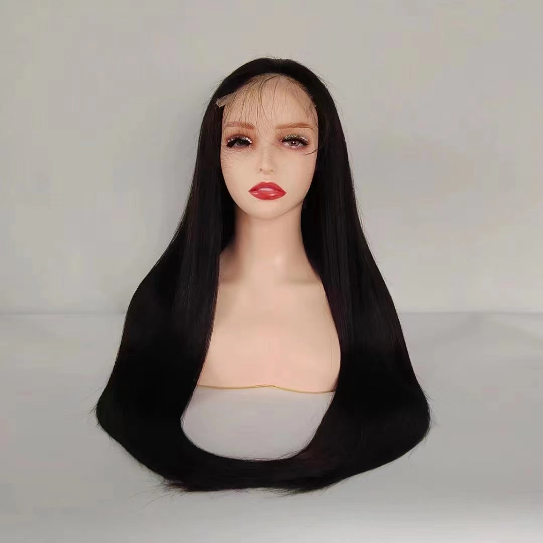 Glueless Human Hair Lace Frontal Straight Hair Pre-Plucked 180% Density Wig