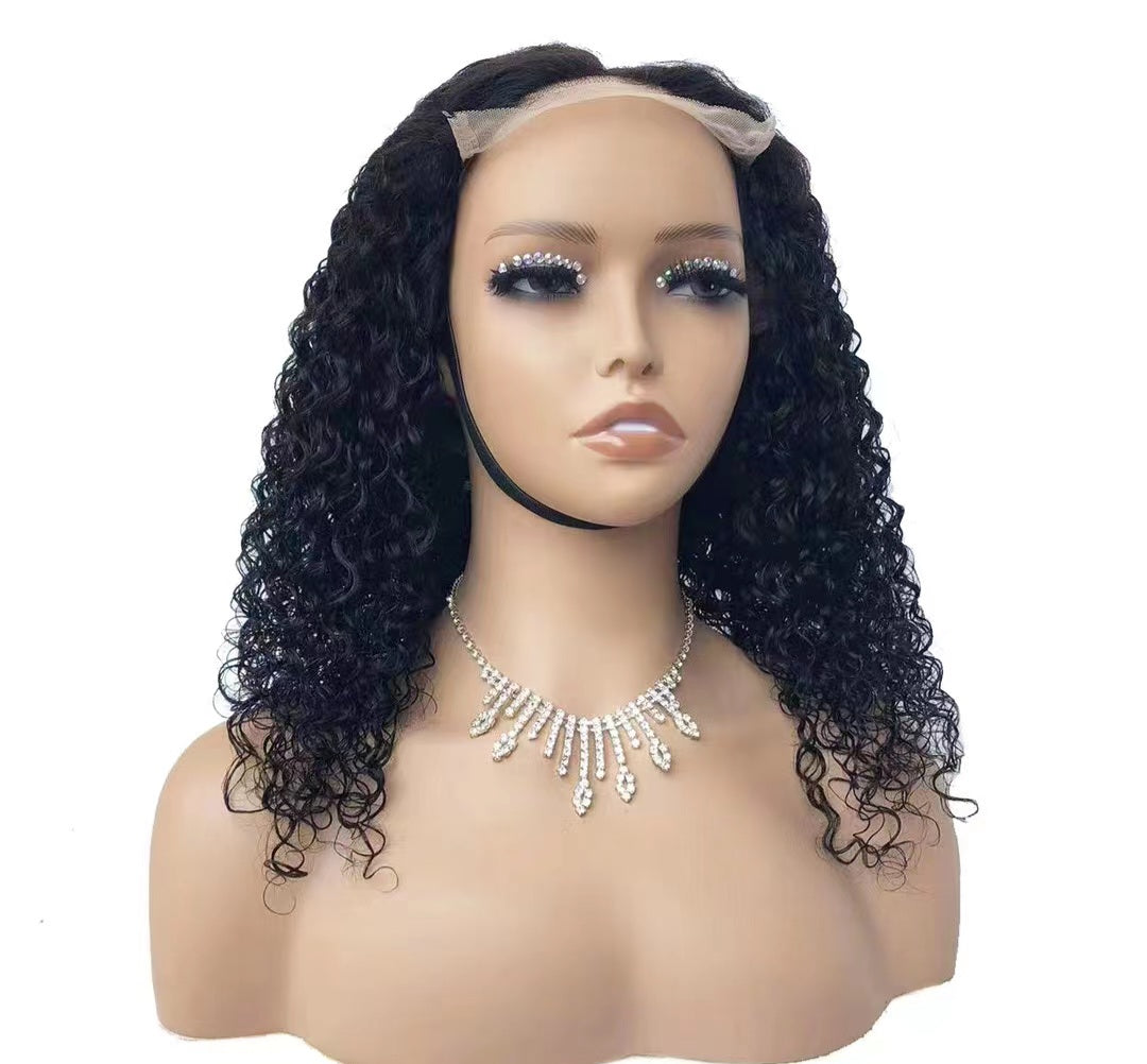 Glueless Human Hair 13*4 Lace Front Jerry Curl Pre-Plucked 180% Density Wig
