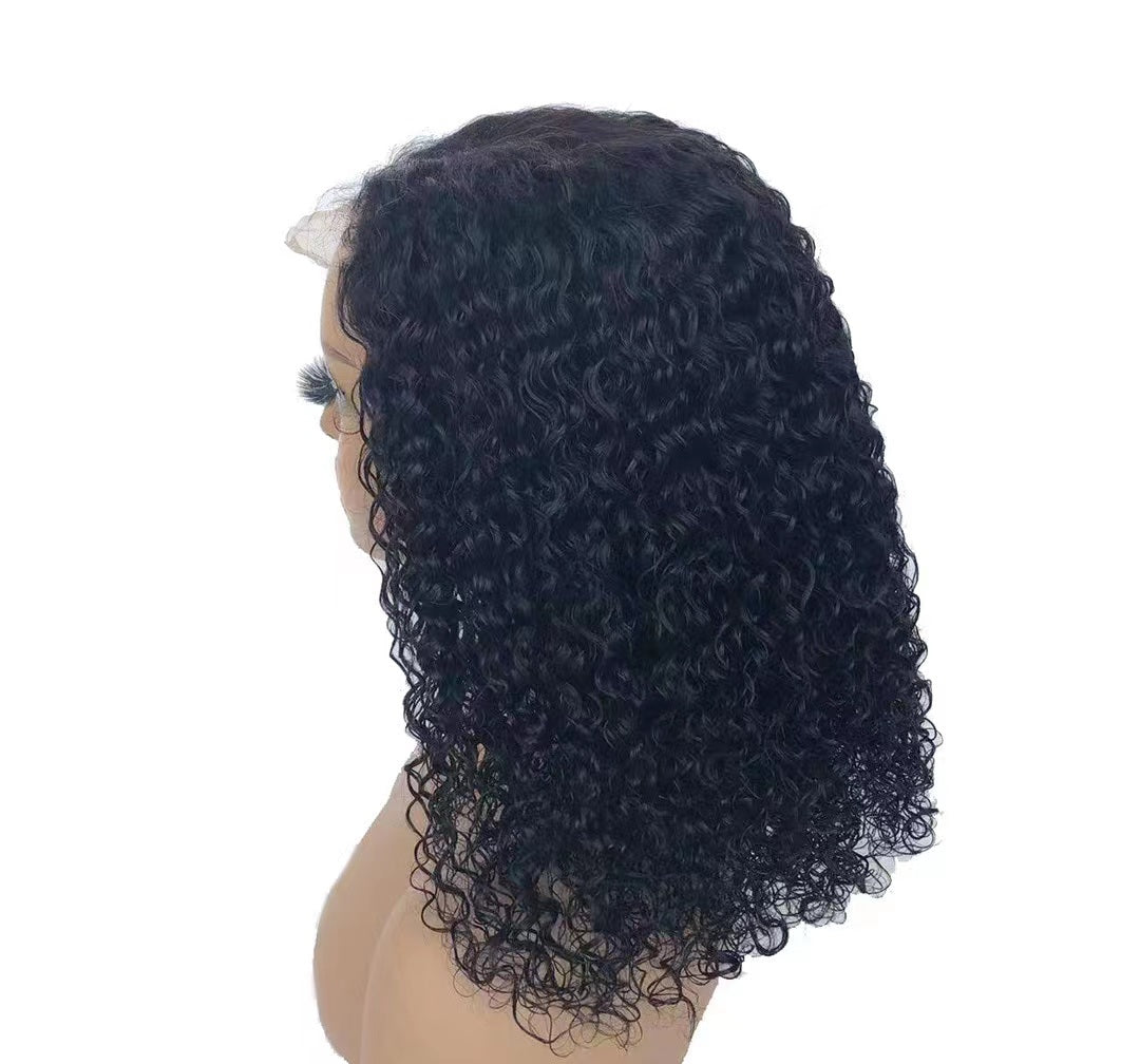 Glueless Human Hair 13*4 Lace Front Jerry Curl Pre-Plucked 180% Density Wig