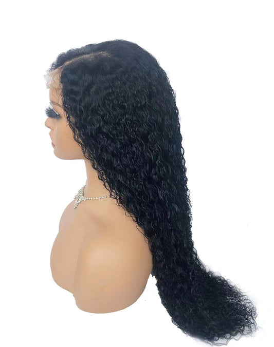 Glueless Human Hair 13*4 Lace Front Jerry Curl Pre-Plucked 180% Density Wig