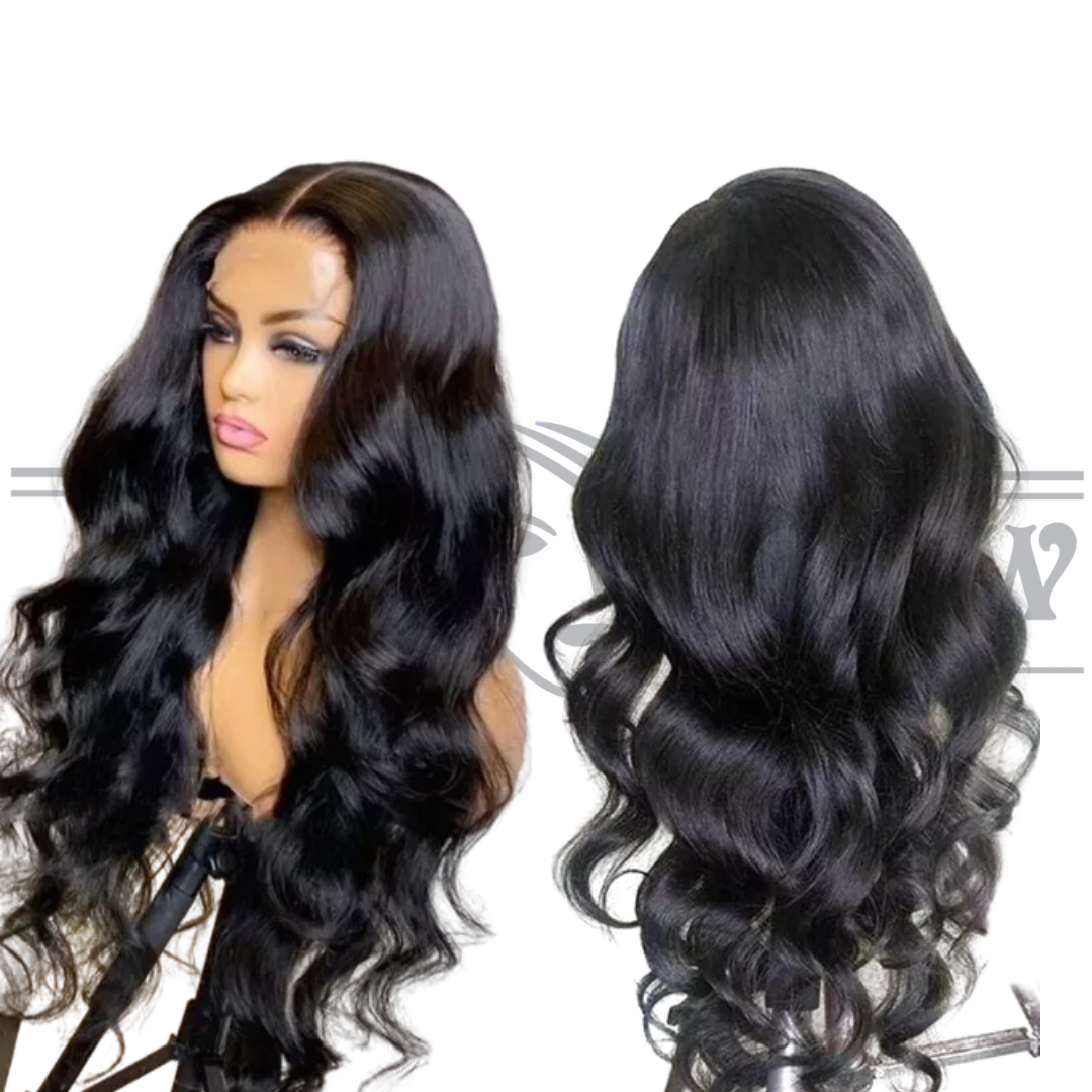 Glueless Human Hair Lace Front Body Wave Pre-Plucked 180% Density Wig