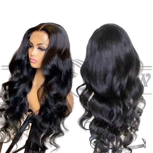 Glueless Human Hair Lace Front Body Wave Pre-Plucked 180% Density Wig