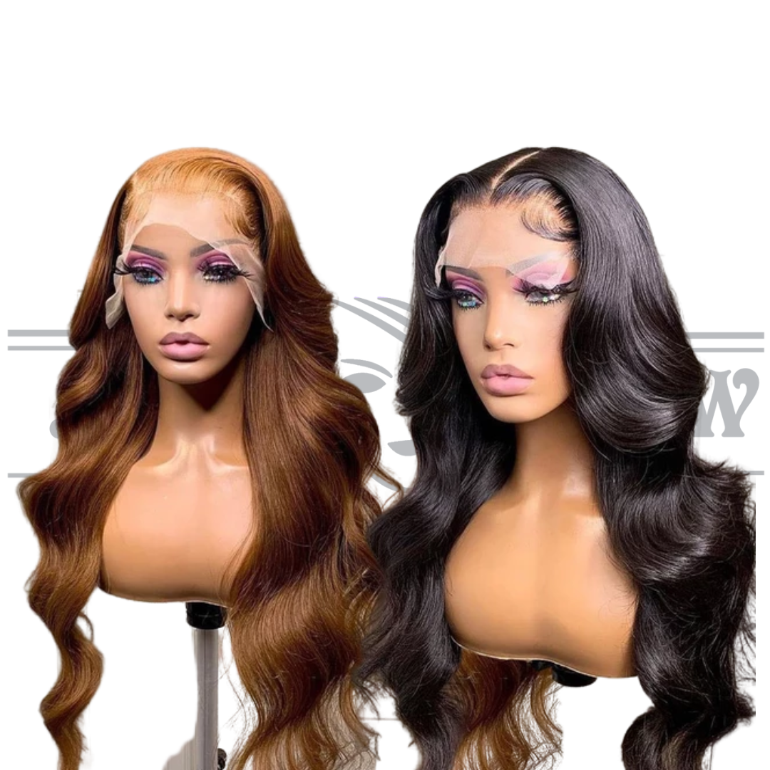 Glueless Human Hair Lace Front Body Wave Pre-Plucked 180% Density Wig