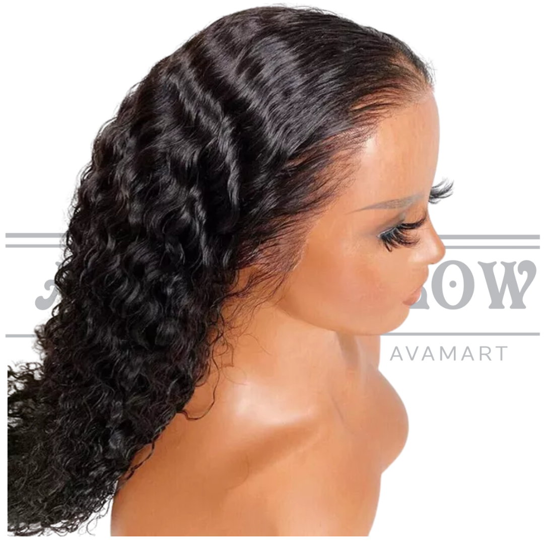 Glueless Human Hair Lace Front Deep Wave Pre-Plucked 180% Density Wig