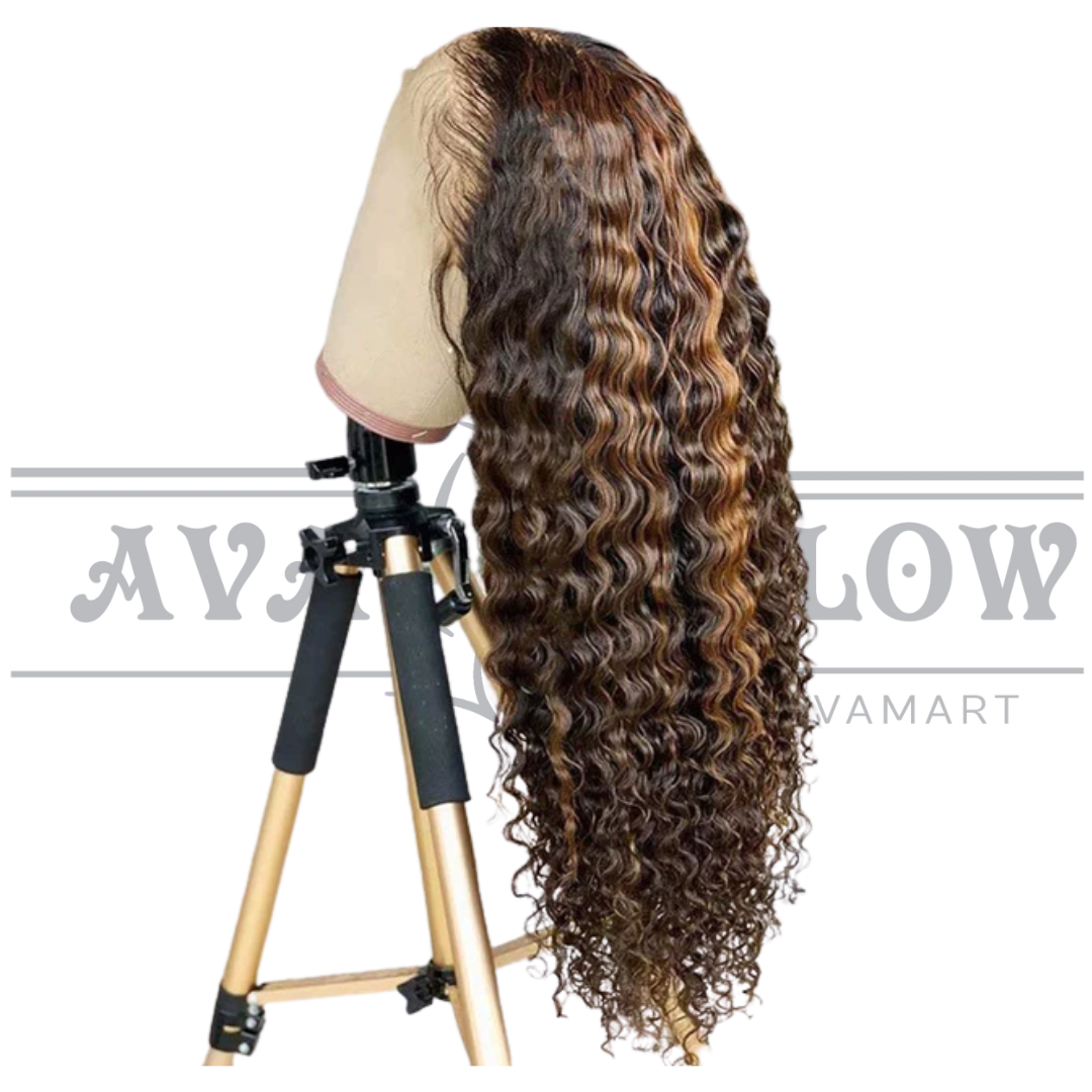 Glueless Human Hair Lace Front Deep Wave Pre-Plucked 180% Density Wig