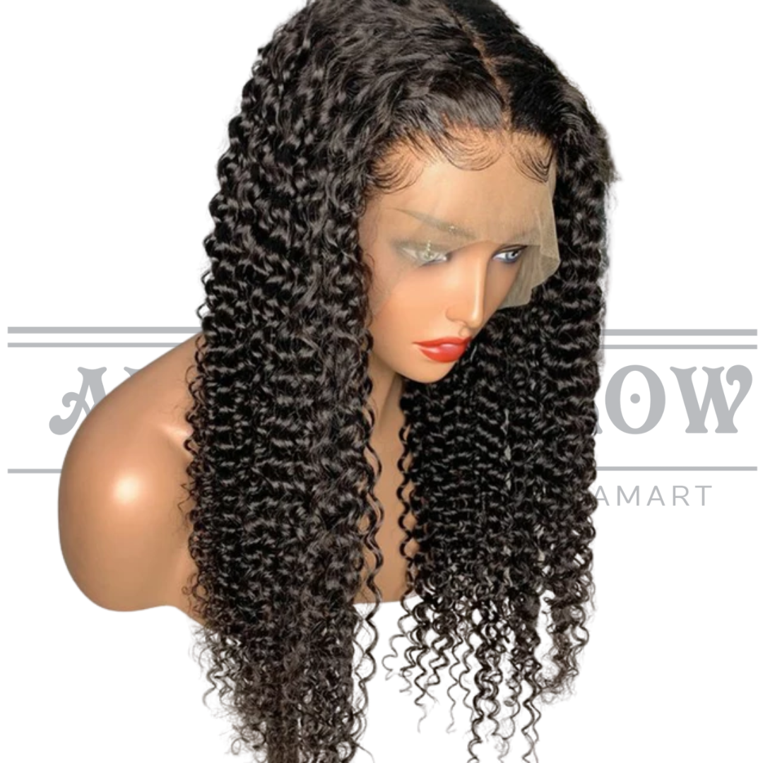 Glueless Human Hair Lace Front Deep Wave Pre-Plucked 180% Density Wig
