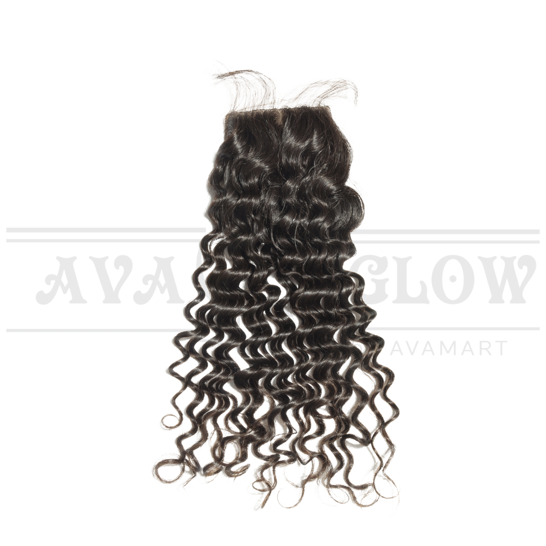 4*4 Deep Wave 100% Human Hair Lace Closure