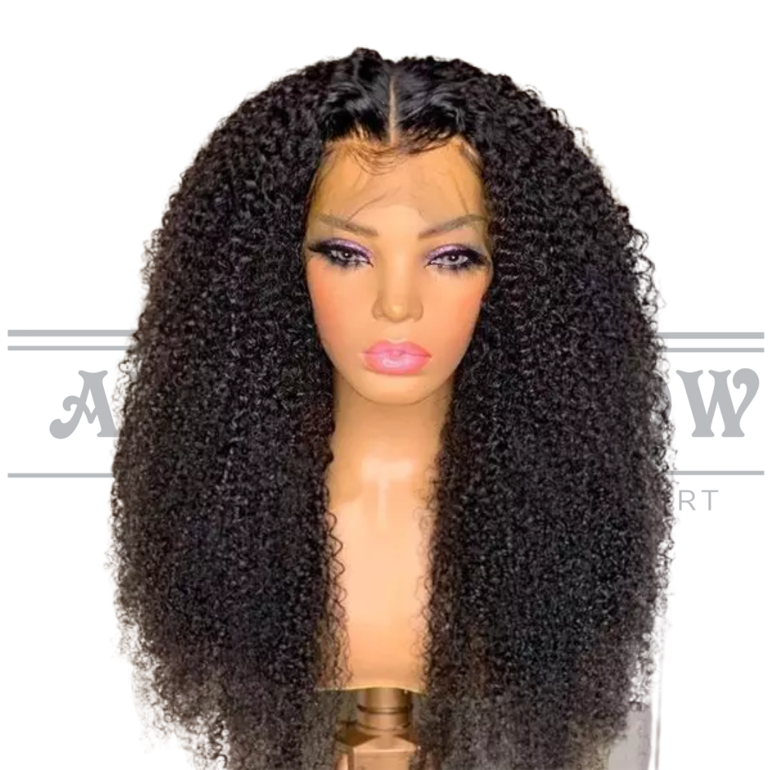 Glueless Human Hair Lace Frontal Kinky Curly Pre-Plucked 180% Density Wig