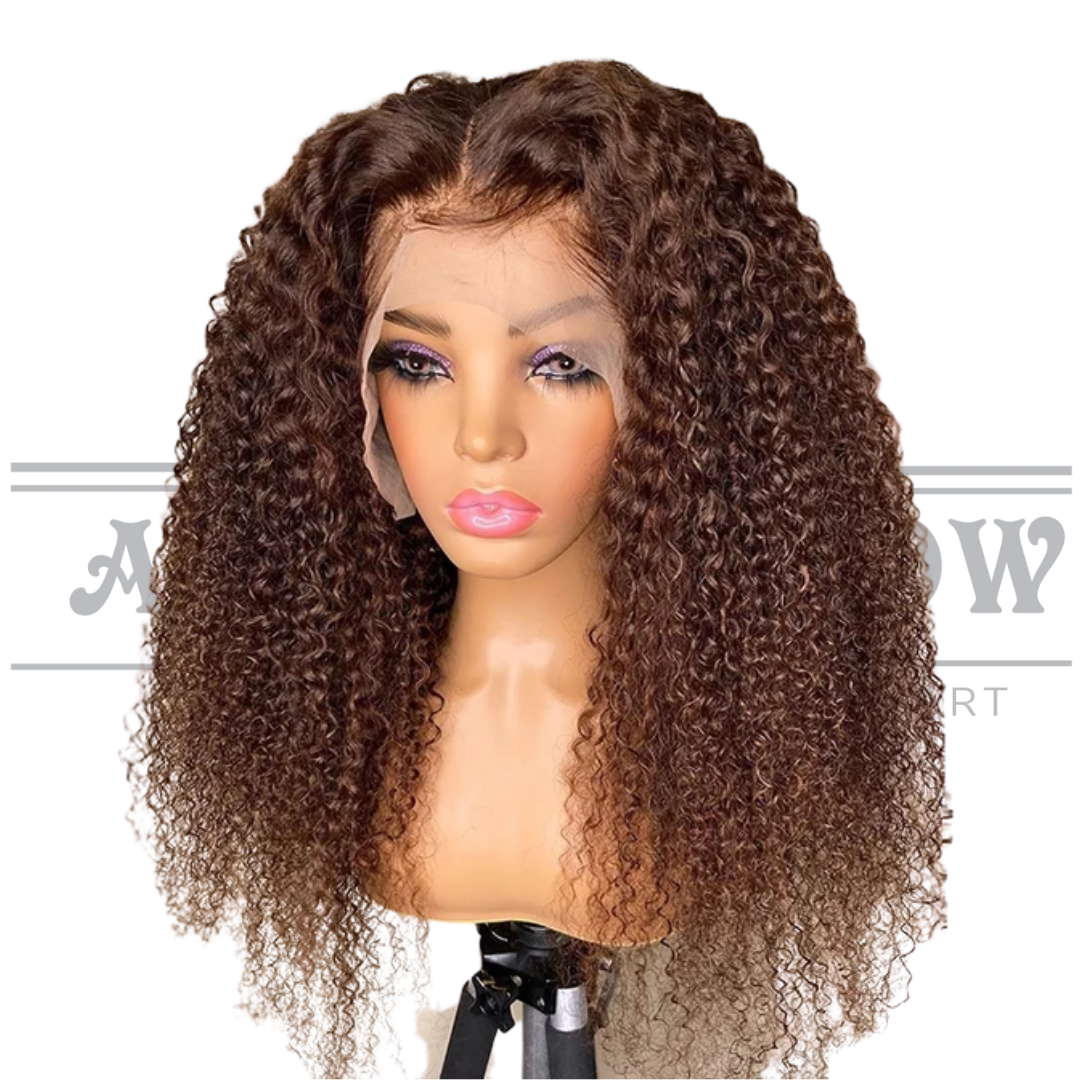 Glueless Human Hair Lace Frontal Kinky Curly Pre-Plucked 180% Density Wig