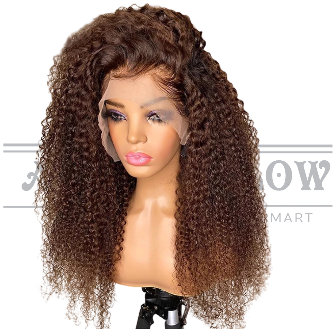 Glueless Human Hair Lace Frontal Kinky Curly Pre-Plucked 180% Density Wig