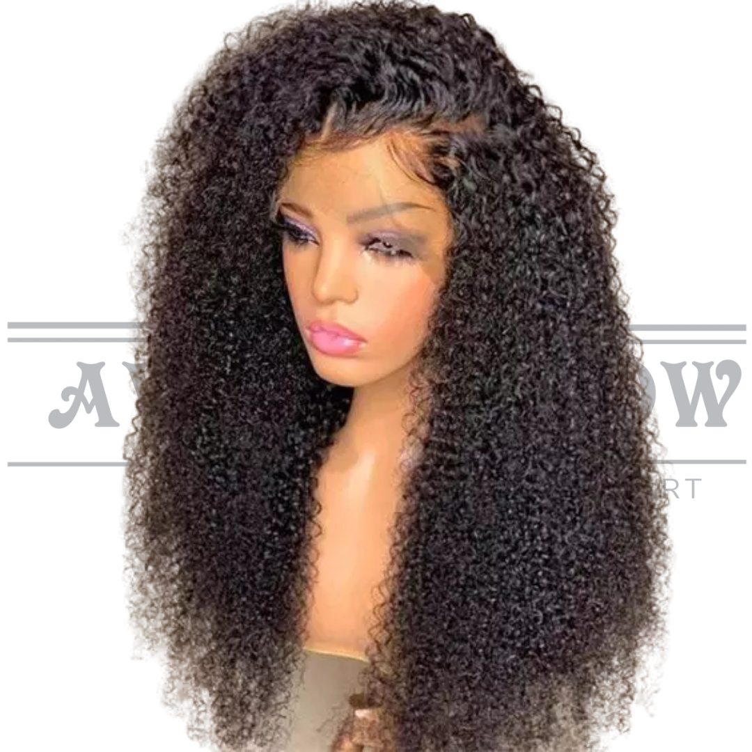 Glueless Human Hair Lace Frontal Kinky Curly Pre-Plucked 180% Density Wig